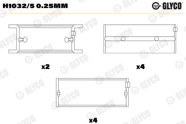 Вкладыши двигателя GLYCO H1032/5 0.25MM