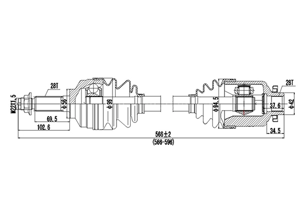 Полуось DYNAMATRIX-KOREA DDS227064