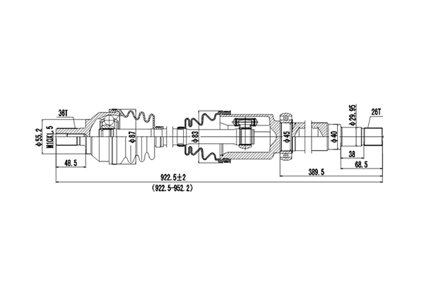 Полуось DYNAMATRIX-KOREA DDS234163