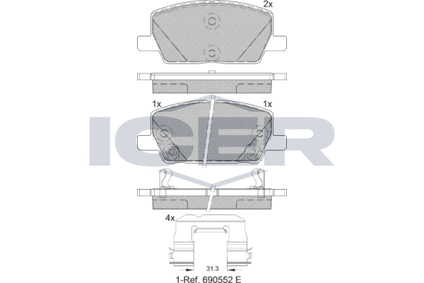 Колодки тормозные дисковые ICER 182355