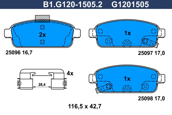 Колодки тормозные дисковые /комплект 4 шт GALFER B1-G120-1505-2