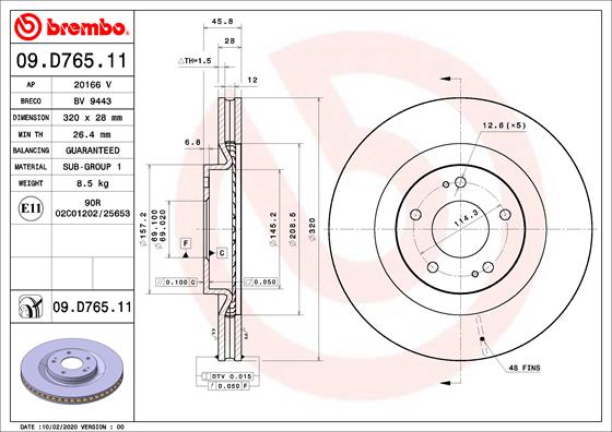 Диск тормозной передний BREMBO 09.D765.11