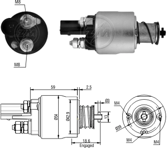 Реле втягивающее ZM ZM1-498