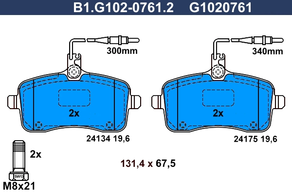 Тормозные колодки GALFER B1-G102-0761-2