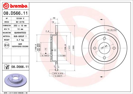Brake disc BREMBO 08.D566.11