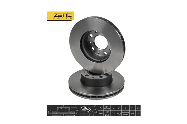 Z06038 диск тормозной передний ZENTPARTS Z06038
