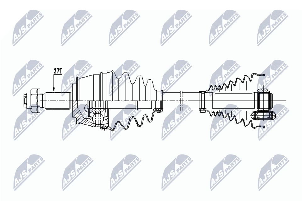 Полуось fiat doblo 1.6d multijet 10- /heavy dutyl/p/ NTY NPW-FT-035