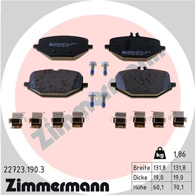 22723.190.3 колодки тормозные задние ZIMMERMANN 22723.190.3