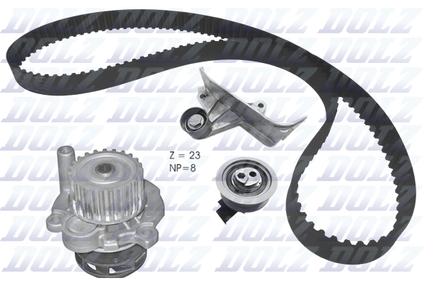 Комплект грм с водяным насосом a186 audi a4/a6 1.8i/2.0i 97-05 DOLZ KD167