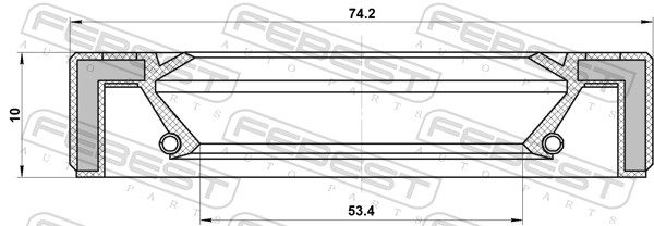 Сальник привода 53.4x74.2x10 95gay-55741010r FEBEST 95GAY-55741010R
