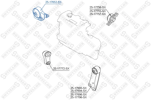 25-17652-sx подушка двигателя правая STELLOX 25-17652-SX