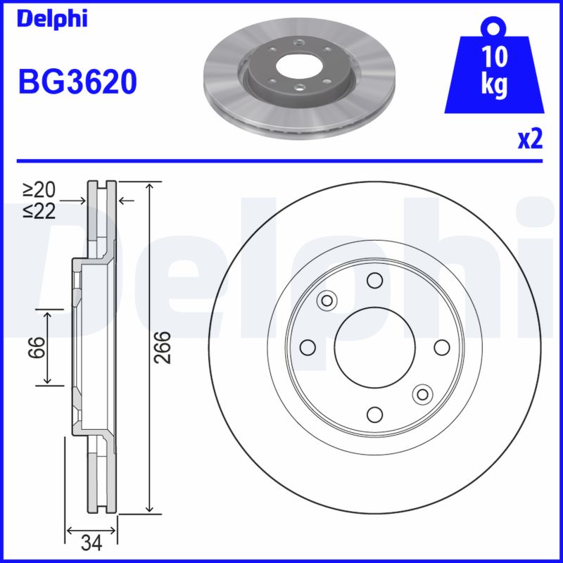 Тормозные диски DELPHI BG3620