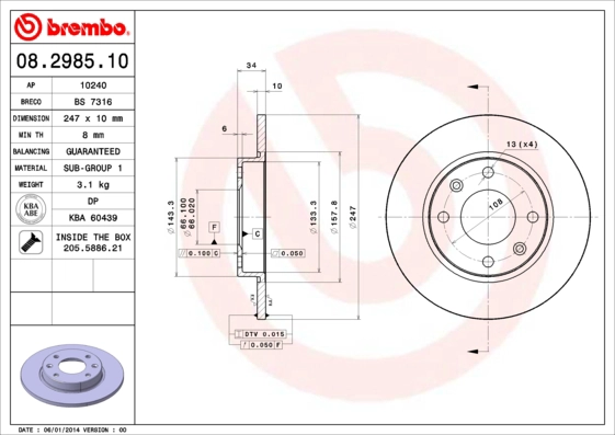 Тормозные диски BREMBO 08.2985.10