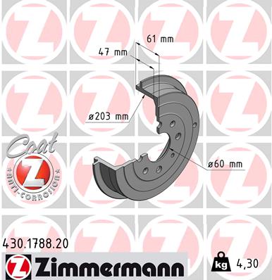 Тормозной барабан ZIMMERMANN 430.1788.20