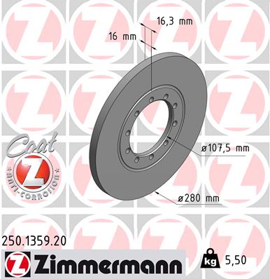 Тормозные диски ZIMMERMANN 250.1359.20