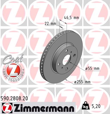 Тормозные диски ZIMMERMANN 590.2808.20