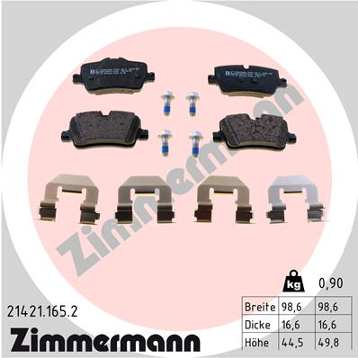 Колодки тормозные дисковые /комплект 4 шт/ ZIMMERMANN 21421.165.2