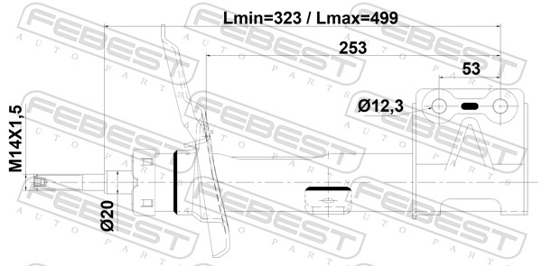 25110-009fl амортизатор передний левый gas.twin tube FEBEST 25110-009FL