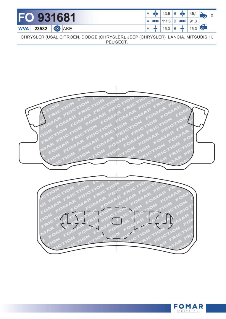 Тормозные колодки FOMAR FRICTION FO931681