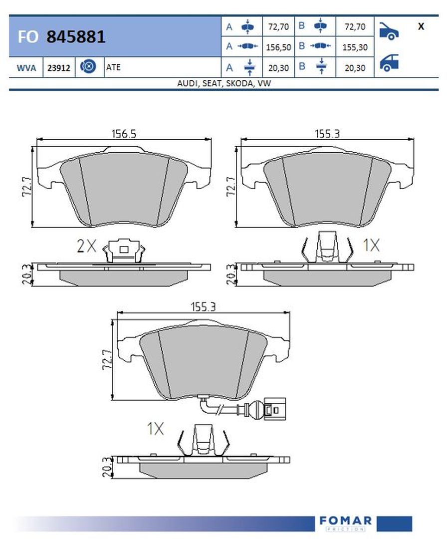 Fo 845881 колодки дисковые передние FOMAR FRICTION FO845881