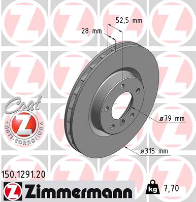 Тормозные диски ZIMMERMANN 150.1291.20