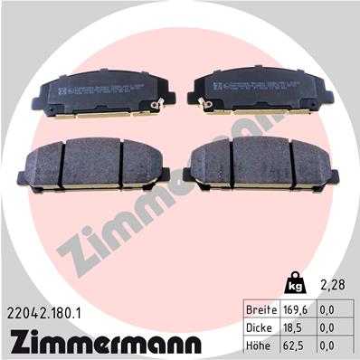 Комплект тормозных колодок дисковый тормоз сбб инфинити ZIMMERMANN 22042.180.1
