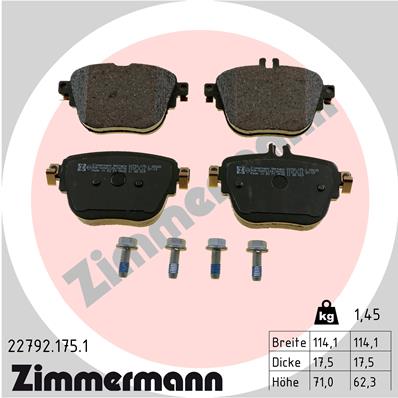 Колодки торм диск зад mer e-class 16- / cls 17- ZIMMERMANN 22792.175.1