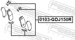 0103-gdj150r ремк-т торм. колодок задних FEBEST 0103-GDJ150R