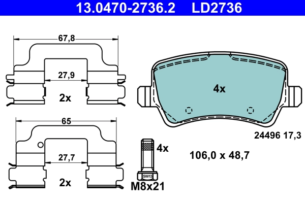 Тормозные колодки ATE 13.0470-2736.2