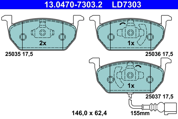 Тормозные колодки ATE 13.0470-7303.2