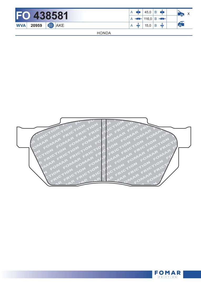Тормозные колодки FOMAR FRICTION FO438581