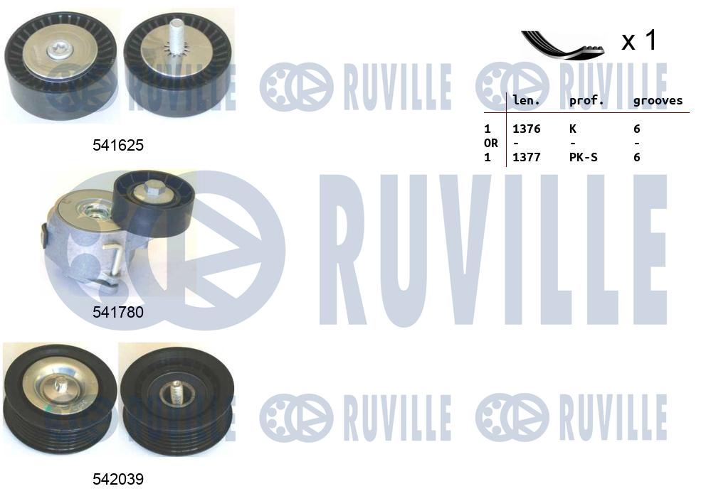 Комплект поликлинового ремня alfa romeo giulietta 10-20 RUVILLE 570169