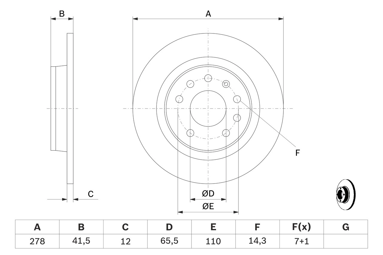 Диск тормозной BOSCH 0986479B74