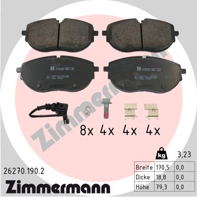 Колодки тормозные дисковые перед vw t6 19- ZIMMERMANN 26270.190.2