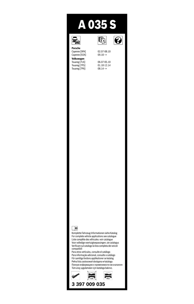 Щётки стеклоочистителя bosch BOSCH 3397009035