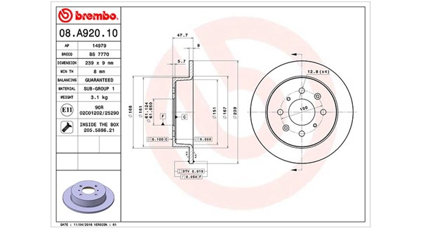 Диск тормозной MAGNETI MARELLI 360406079400