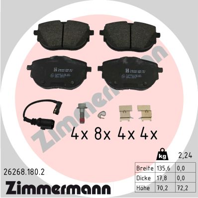 Тормозные колодки дисковые ZIMMERMANN 26268.180.2
