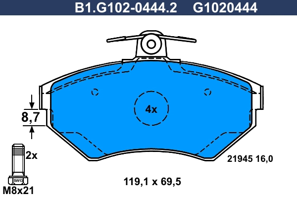 Колодки тормозные GALFER B1G10204442