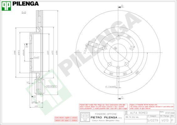Диск тормозной PILENGA V013