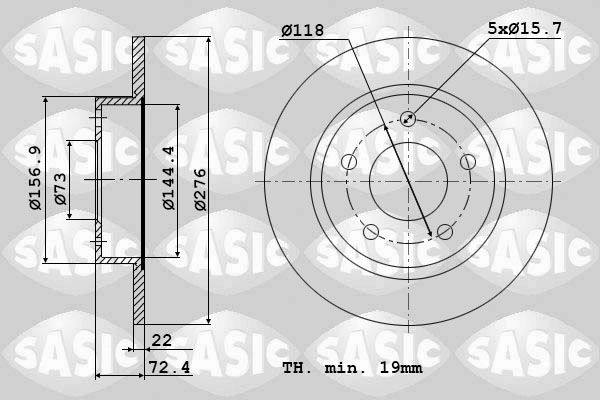 Диск тормозной SASIC 9004828J