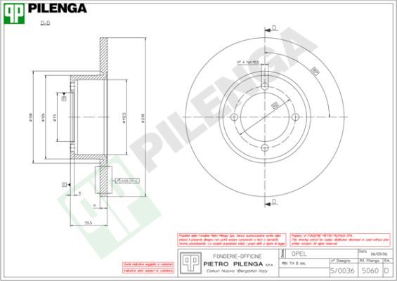 Диск тормозной PILENGA 5060