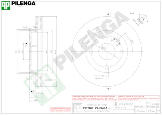Диск тормозной PILENGA V844