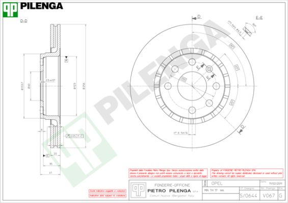 Диск тормозной PILENGA V067