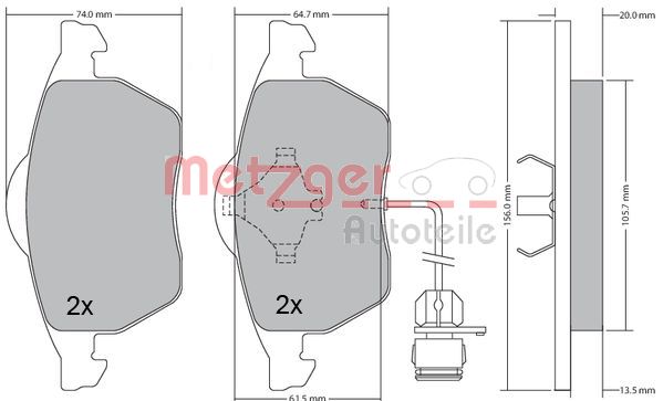 Колодки тормозные дисковые METZGER 1170225