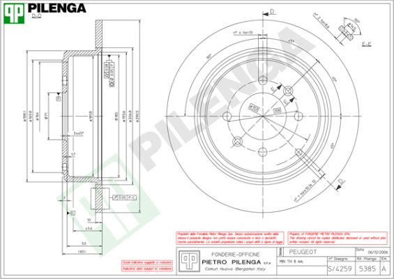 Диск тормозной PILENGA 5385