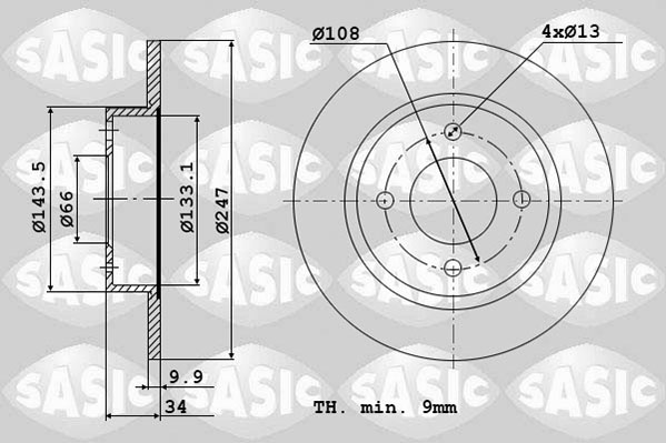 Диск тормозной SASIC 2464894J