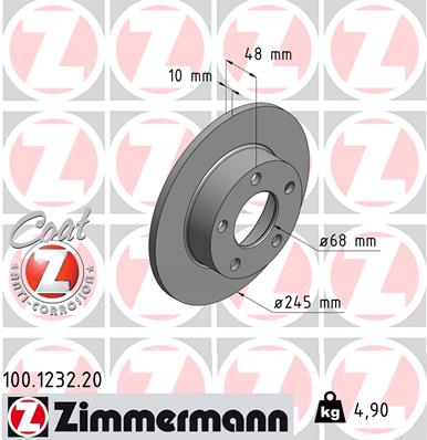 Диск тормозной ZIMMERMANN 100123220