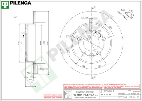 Диск тормозной PILENGA 5746