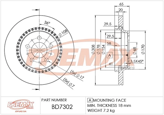 Диск тормозной FREMAX BD-7302