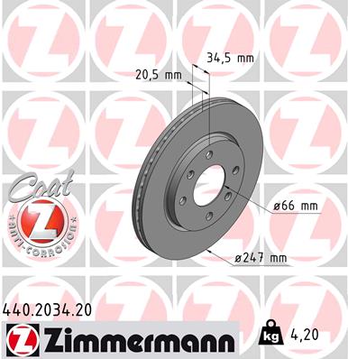 Диск тормозной ZIMMERMANN 440203420